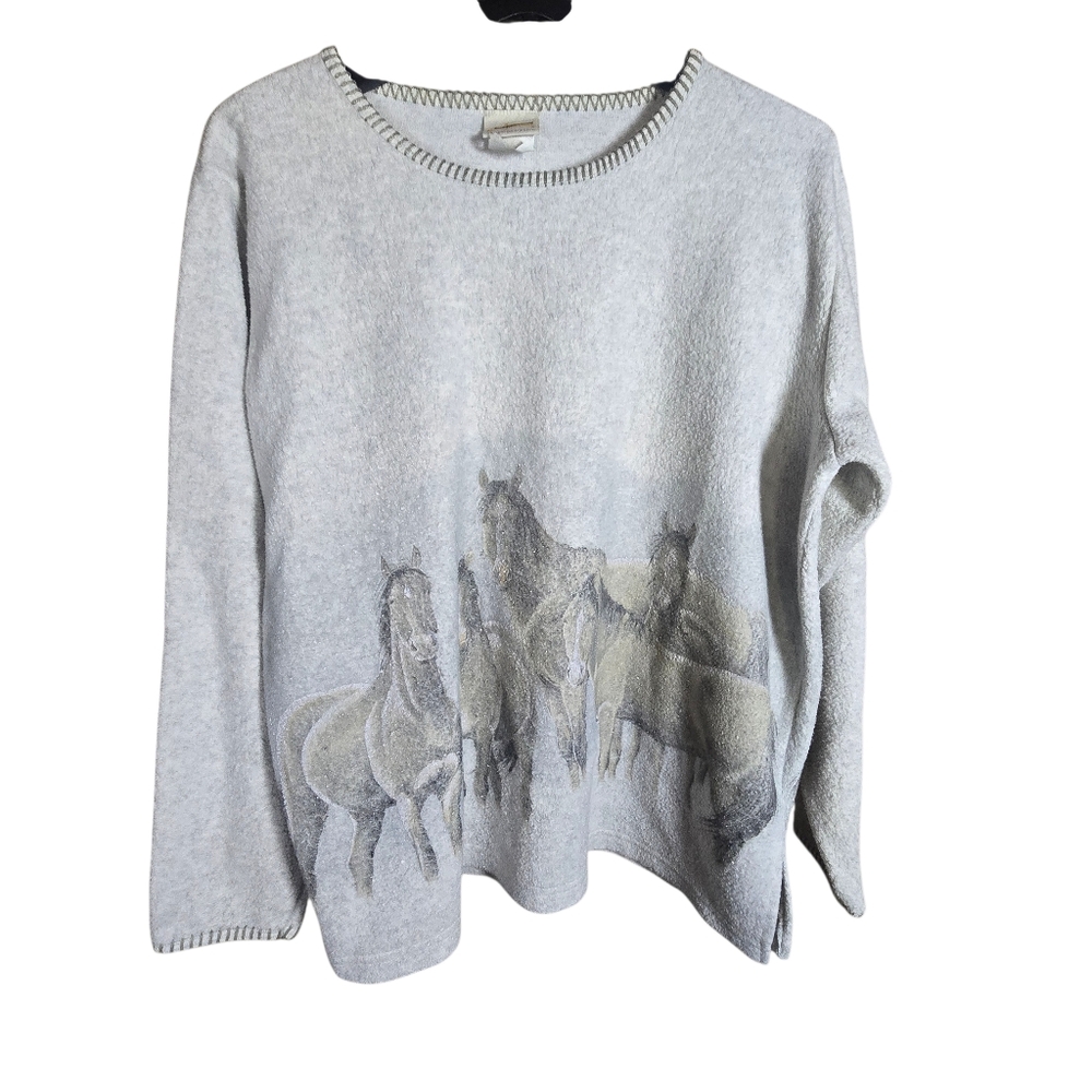 Light Gray Women's Horse Print Sweater